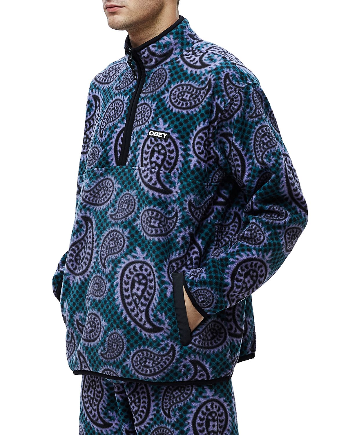 Obey Eisley Paisley Half-zip Fleece Paisley Teal