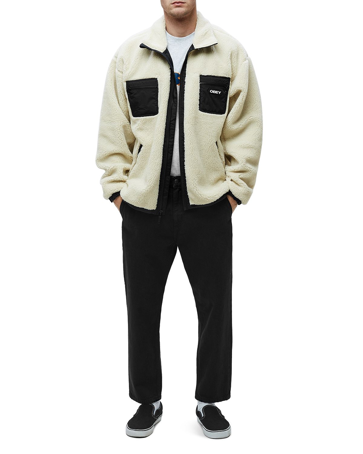 Obey Out There Regular Fit Sherpa Jacket Natural