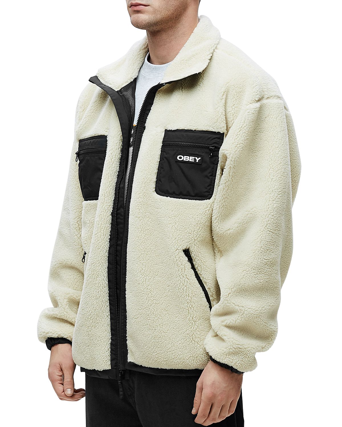 Obey Out There Regular Fit Sherpa Jacket Natural