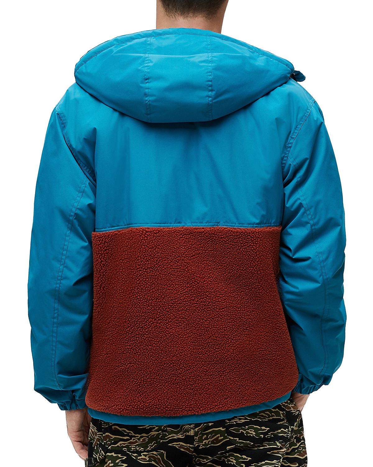 Obey Splits Sherpa Anorak Jacket Pure Teal Multi