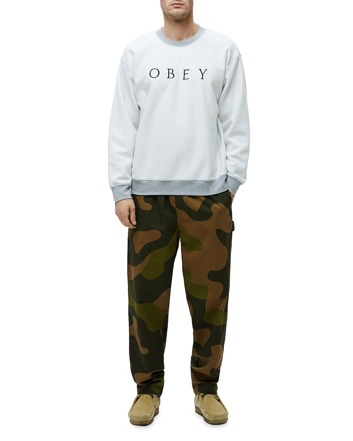 Obey Trophy Reversed-fleece Sweatshirt Heather Gray