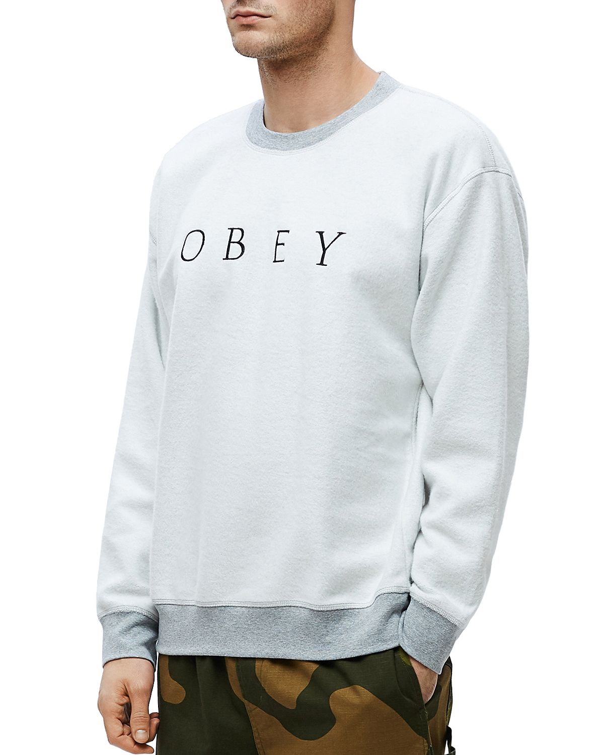 Obey Trophy Reversed-fleece Sweatshirt Heather Gray