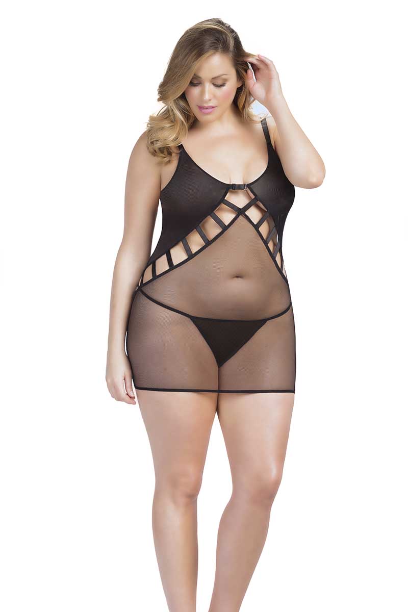 Oh La La Cheri Black Fishnet Babydoll & G-String Set