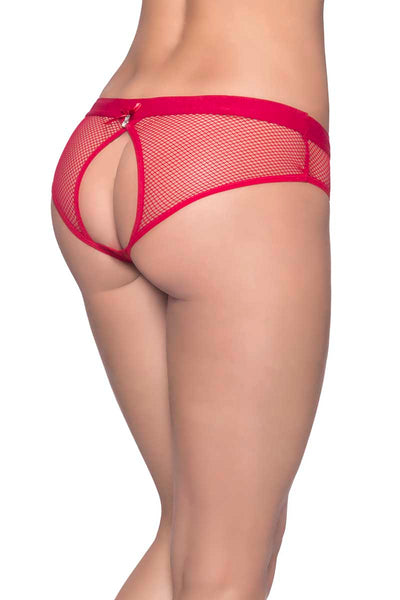 Oh La La Cheri Red Open Back Fishnet Panty