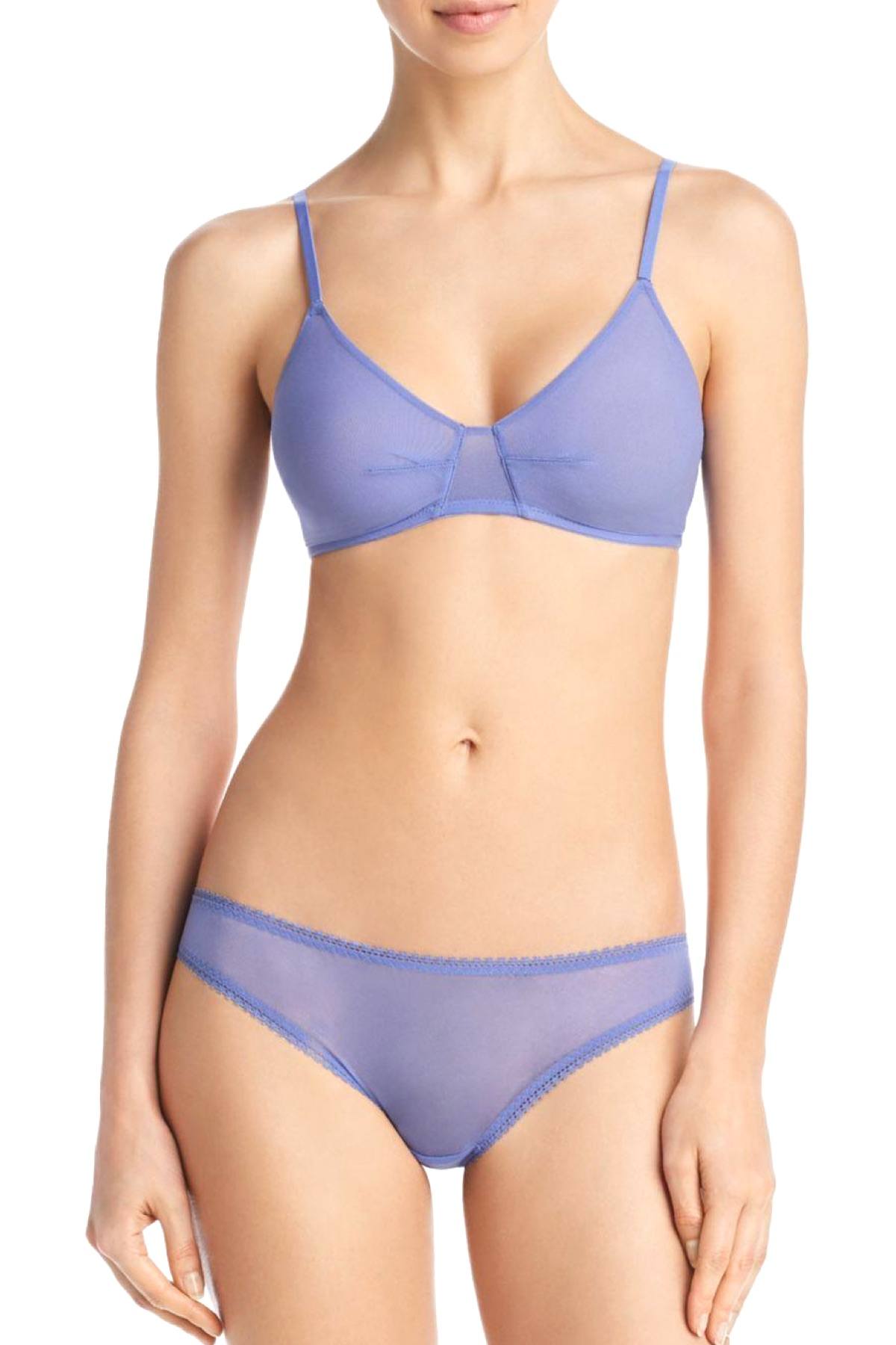 OnGossamer Bleached Denim Hip Mesh Bikini Brief