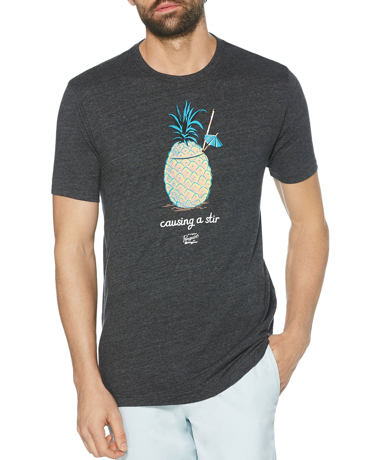 Original Penguin Causing A Stir Cotton Graphic Tee Dark Charcoal Heather