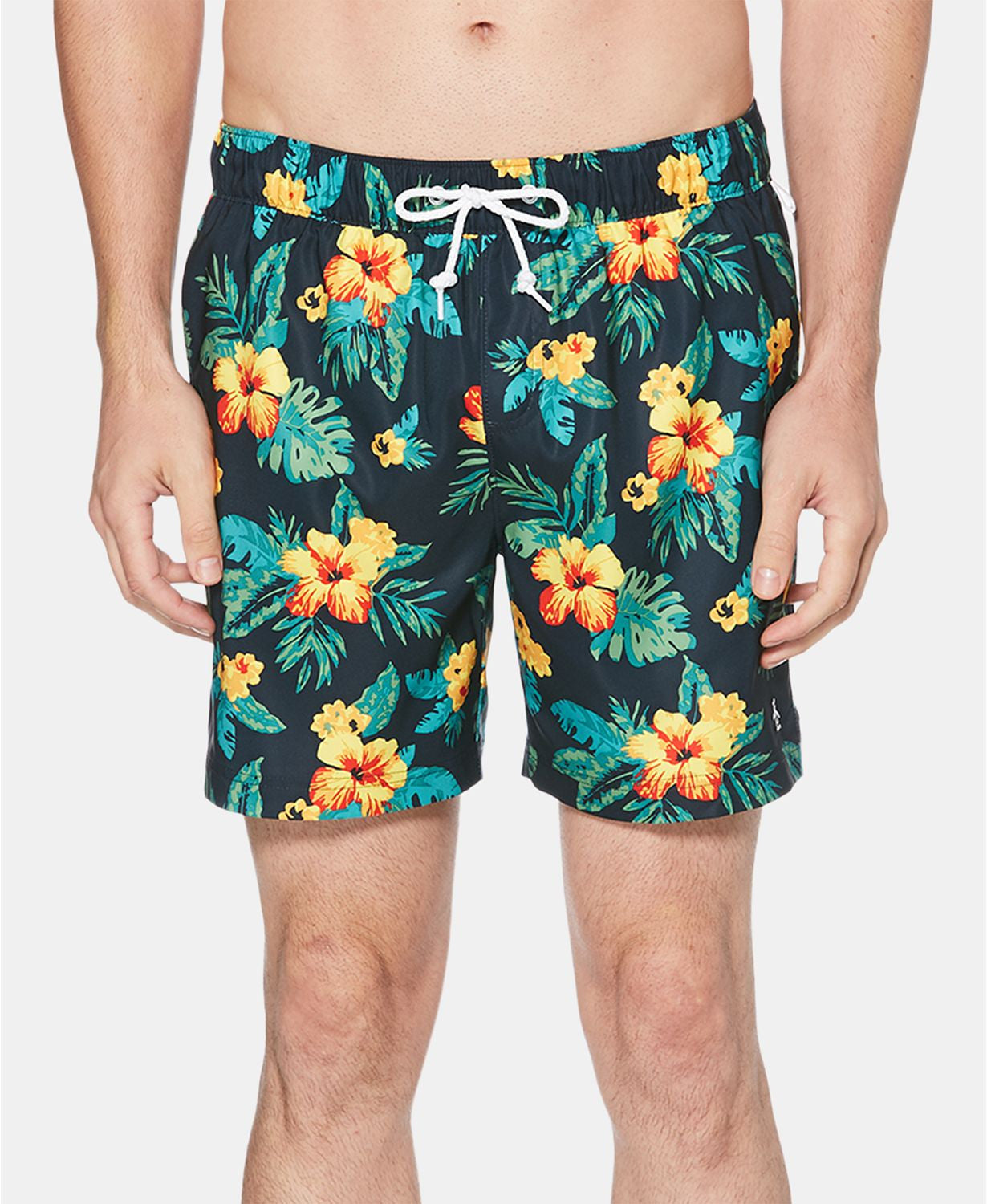 Original Penguin Floral Print Swim Short in Dark Sapphire