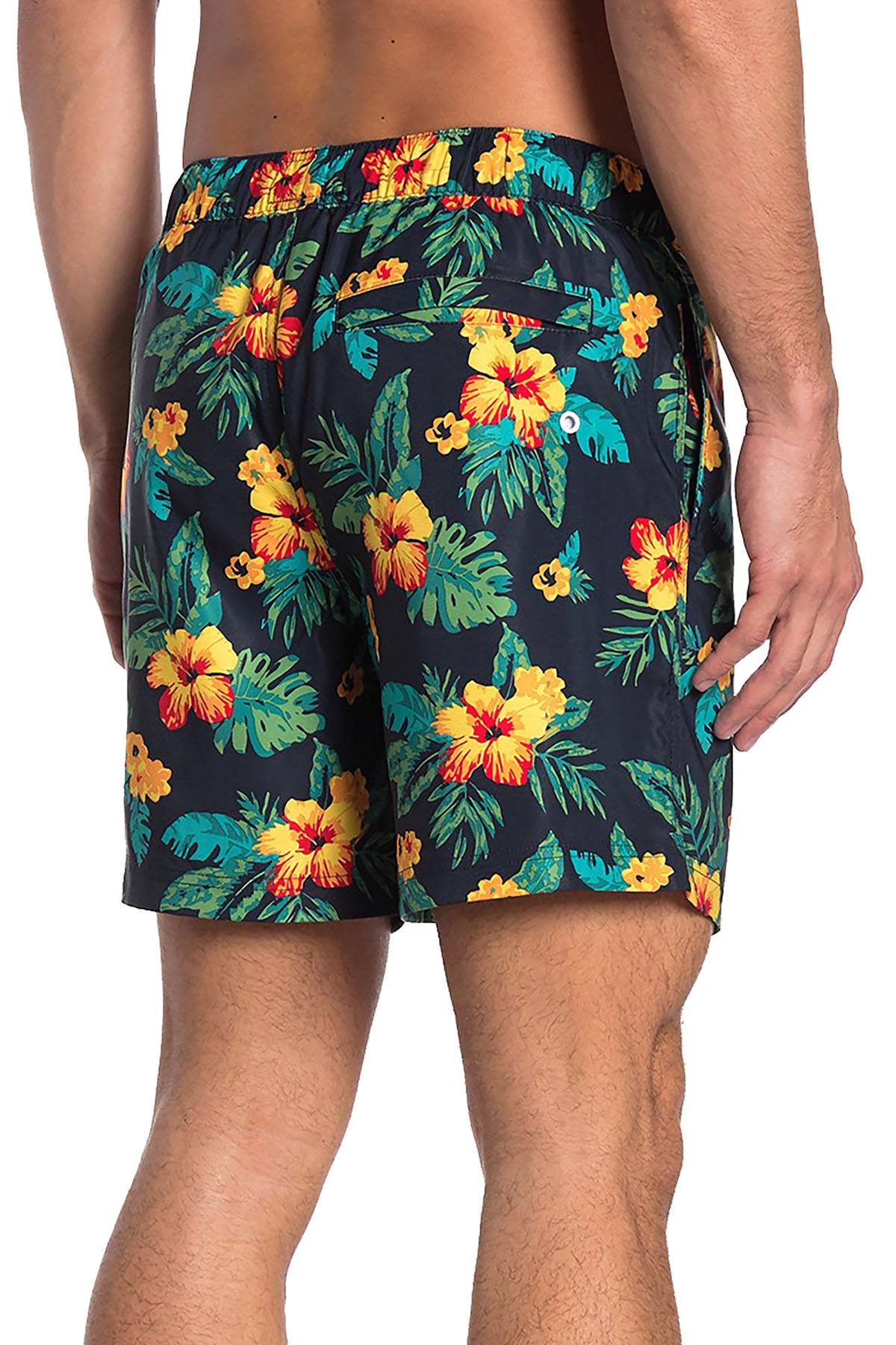 Original Penguin Floral Print Swim Short in Dark Sapphire
