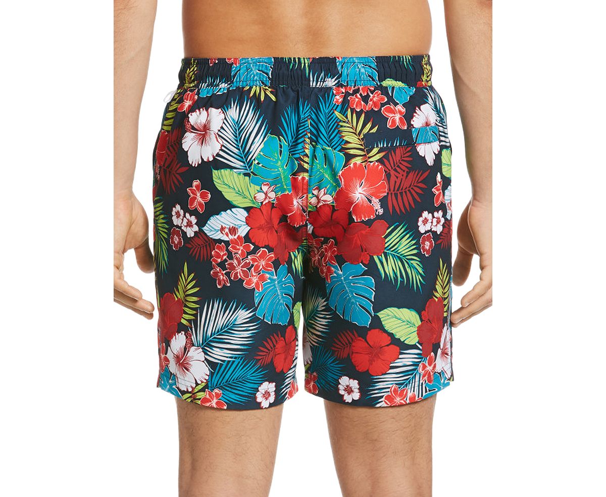 Original Penguin Floral Print Twill Swim Trunks Dark Sapphire