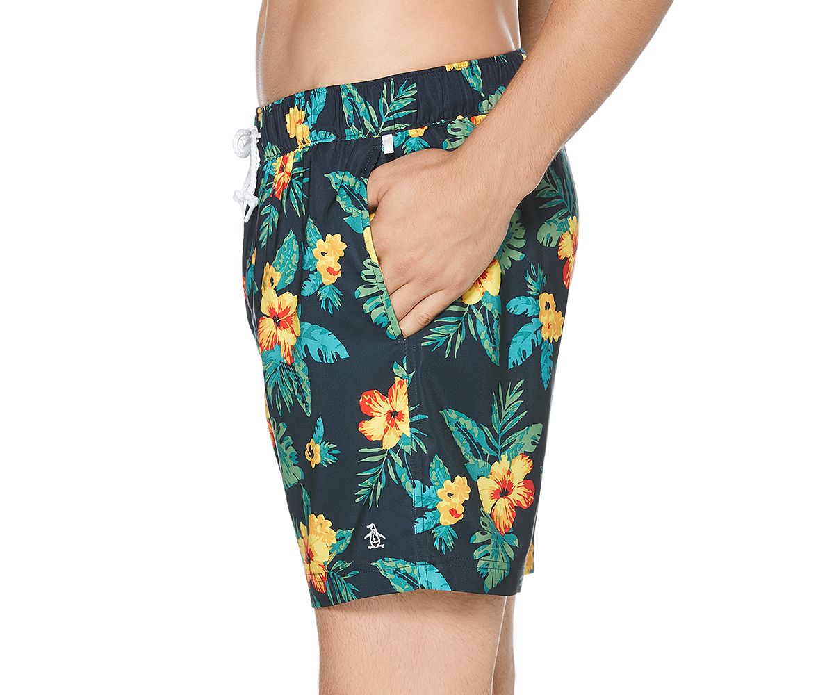Original Penguin Floral-print Swim Shorts Dark Sapphire
