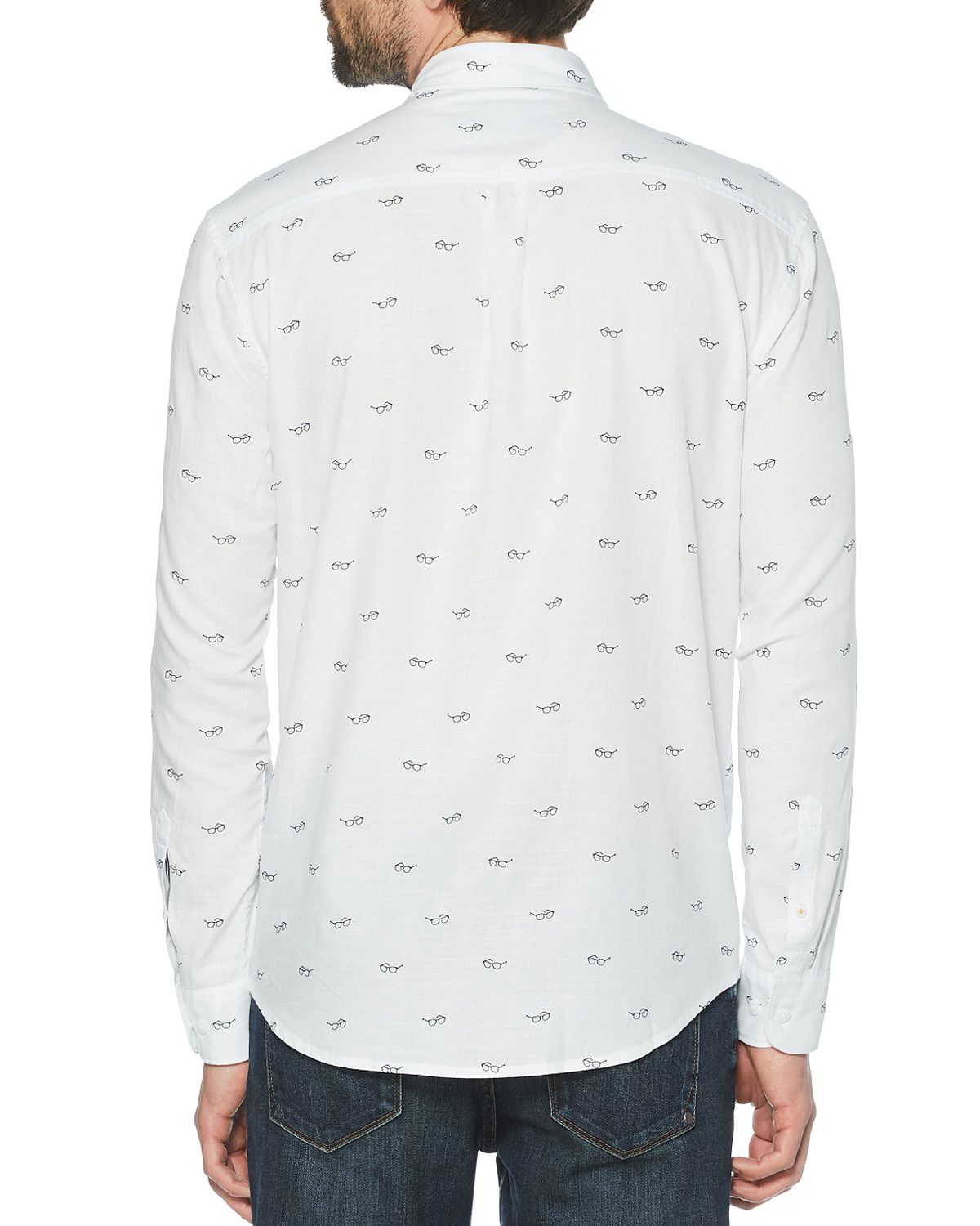 Original Penguin Glasses Print Slim Fit Button-down Shirt White