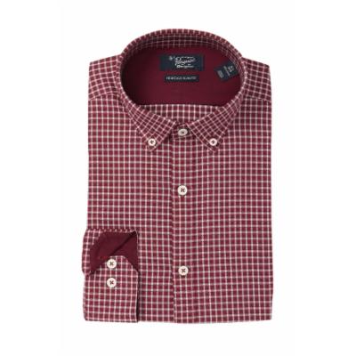 Original Penguin Heritage Slim Fit Printed Dress Shirt Dark Red