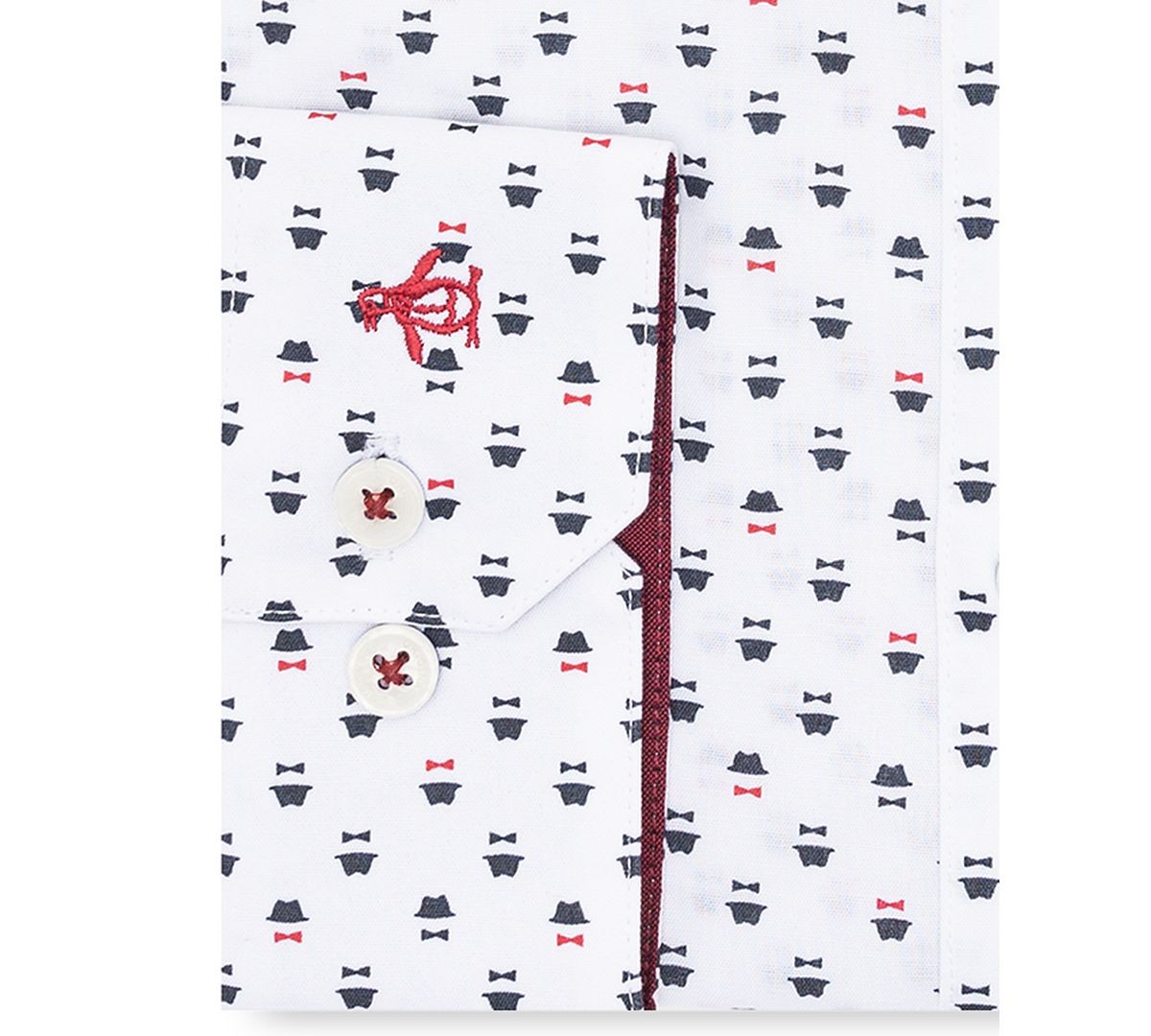 Original Penguin Heritage Slim-fit Stretch Top Hat And Bow Print Dress Shirt White