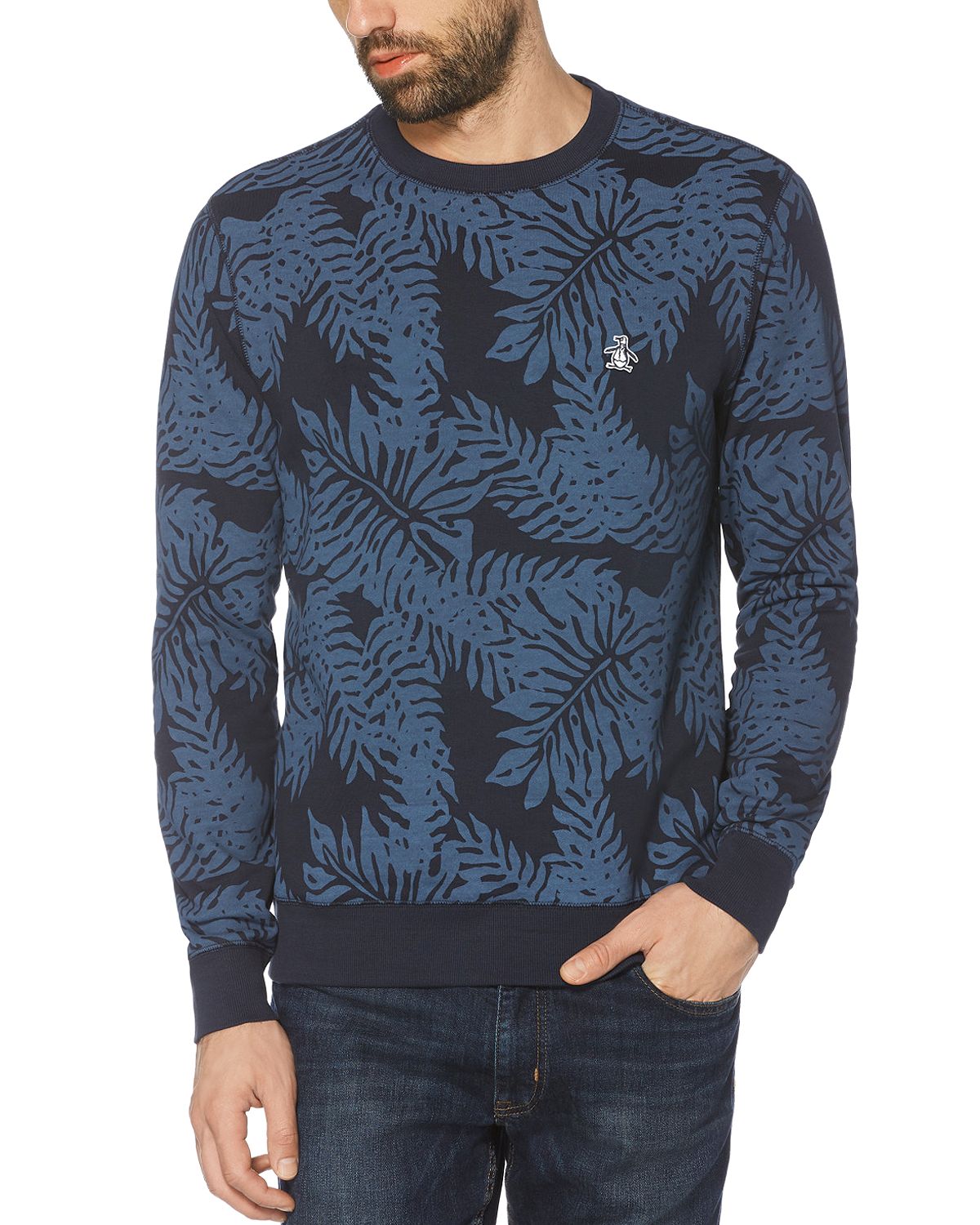 Original Penguin Palm Graphic Logo Sweatshirt Dark Sapphire