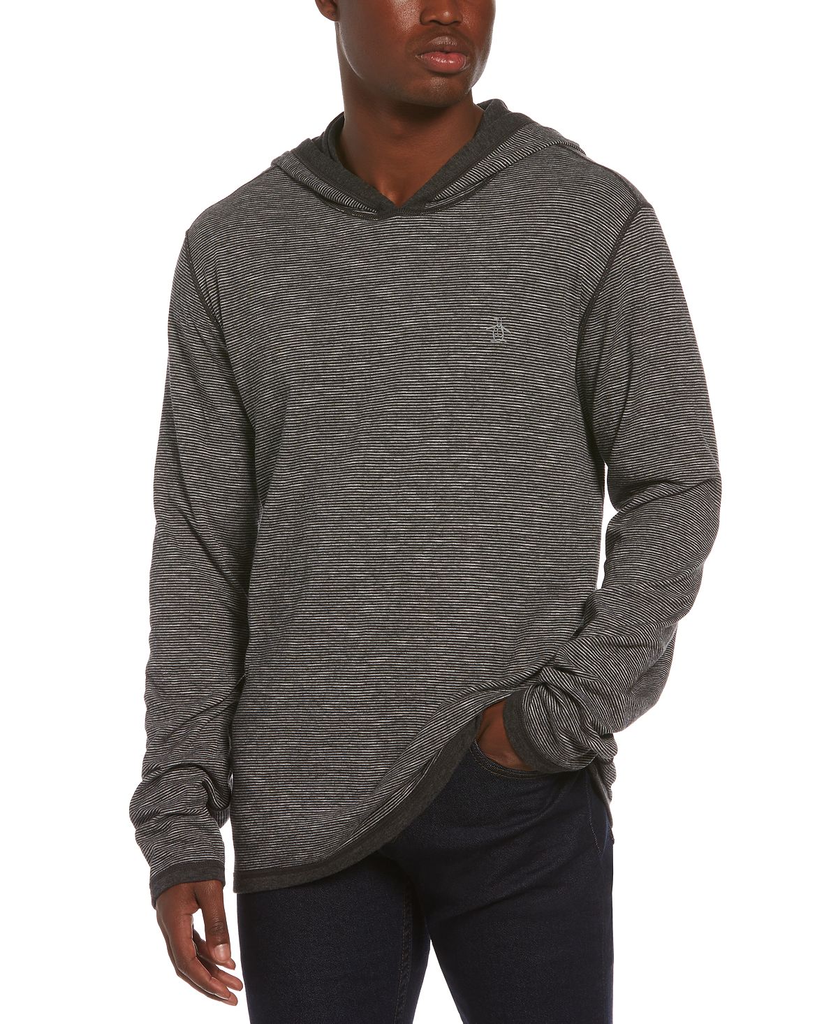 Original Penguin Reversible Knit Hooded Sweater Dark Charcoal Heather