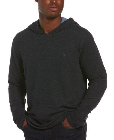 Original Penguin Reversible Knit Hooded Sweater Navy Heather
