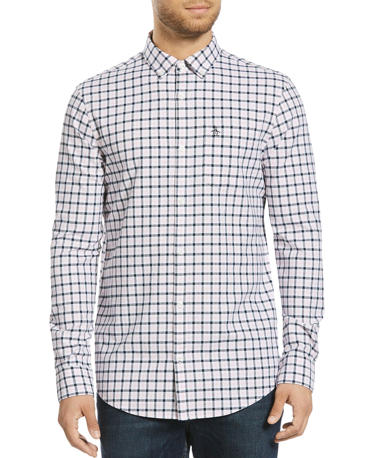 Original Penguin Tattersall Plaid Slim Fit Button-down Shirt Parfait Pink