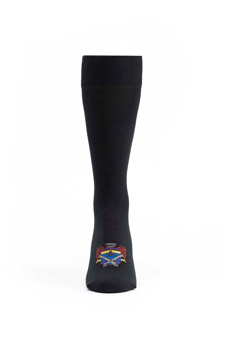 Ozone Black Heraldic Cannons Calf Sock