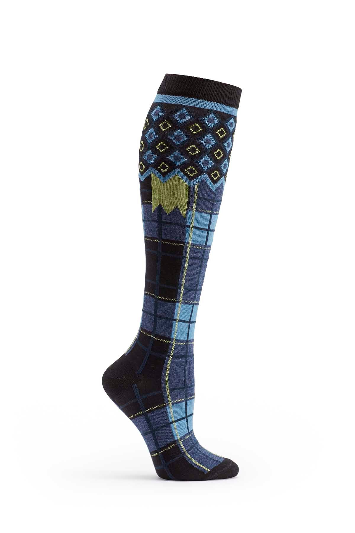 Ozone Black Laith Plaid Knee High Sock