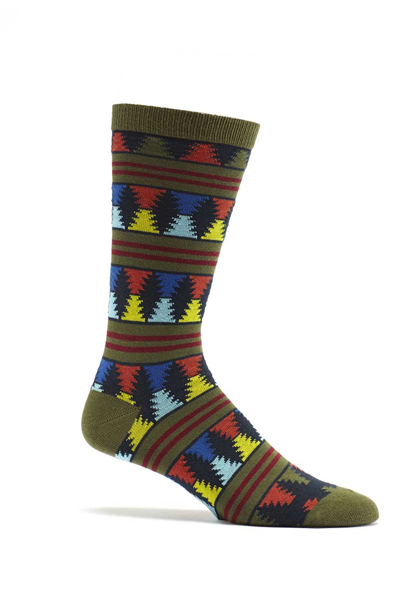Ozone Green Moore Stripes Crew Sock