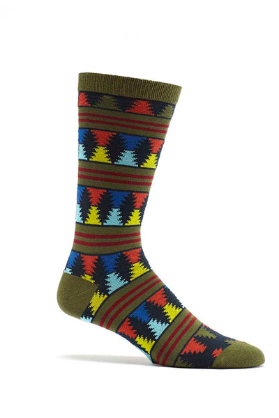 Ozone Green Moore Stripes Crew Sock