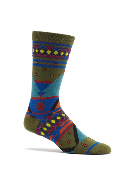 Ozone Green Seljuk Triangles Crew Sock