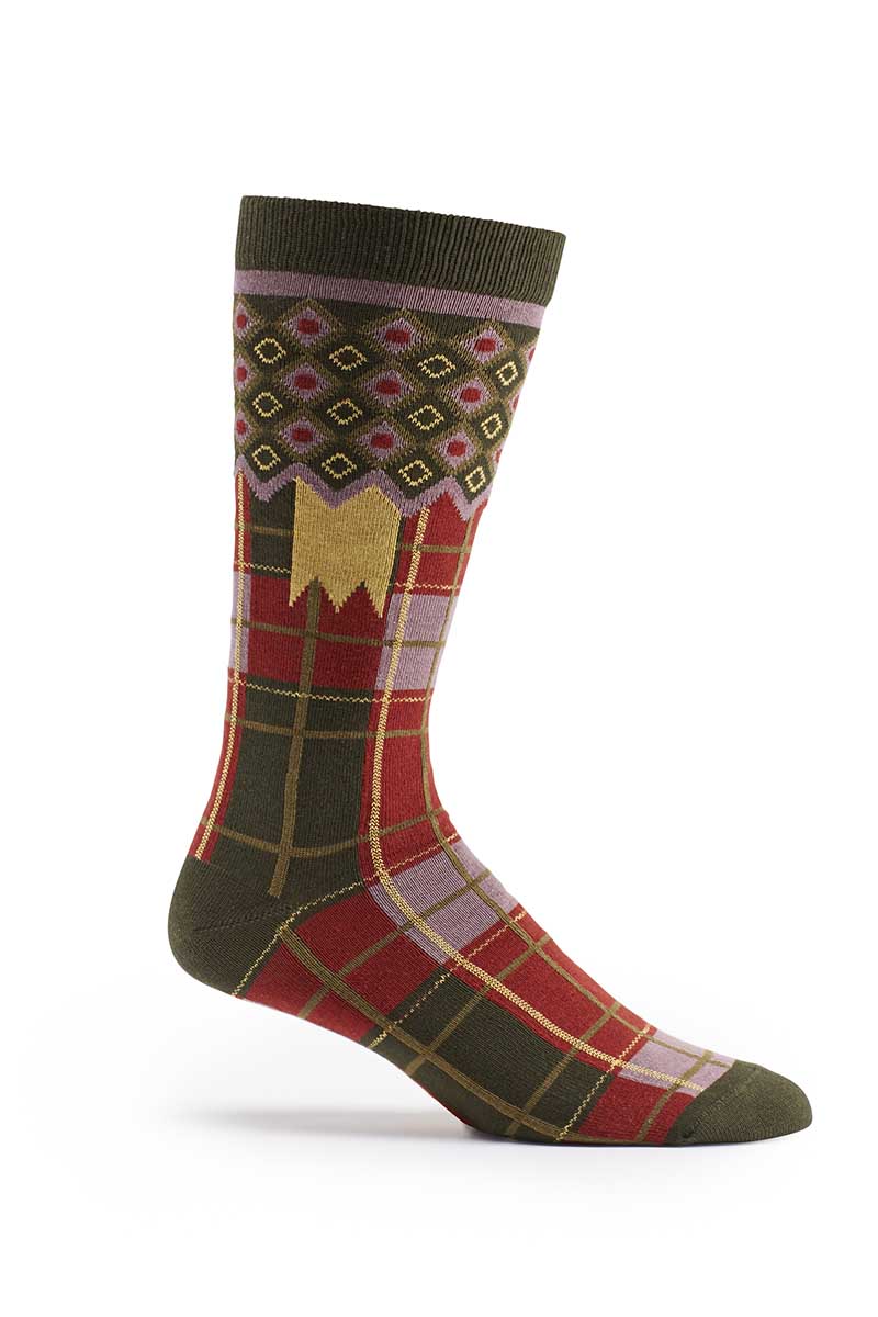 Ozone Khaki Laith Plaid Crew Sock