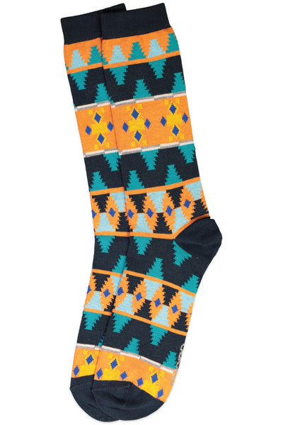 Ozone Navy Moroccan Waves Calf Sock