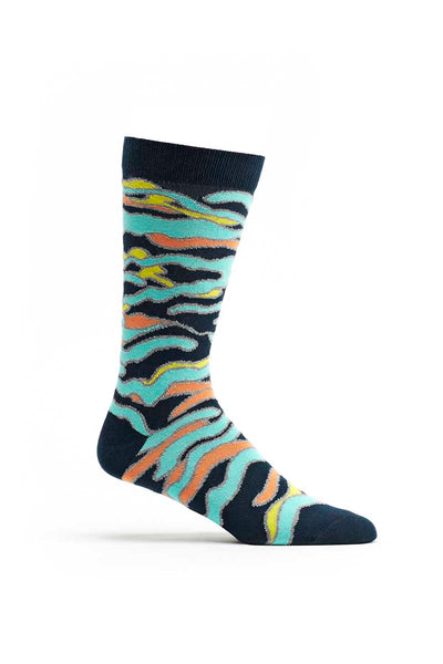 Ozone Navy Waves Crew Sock