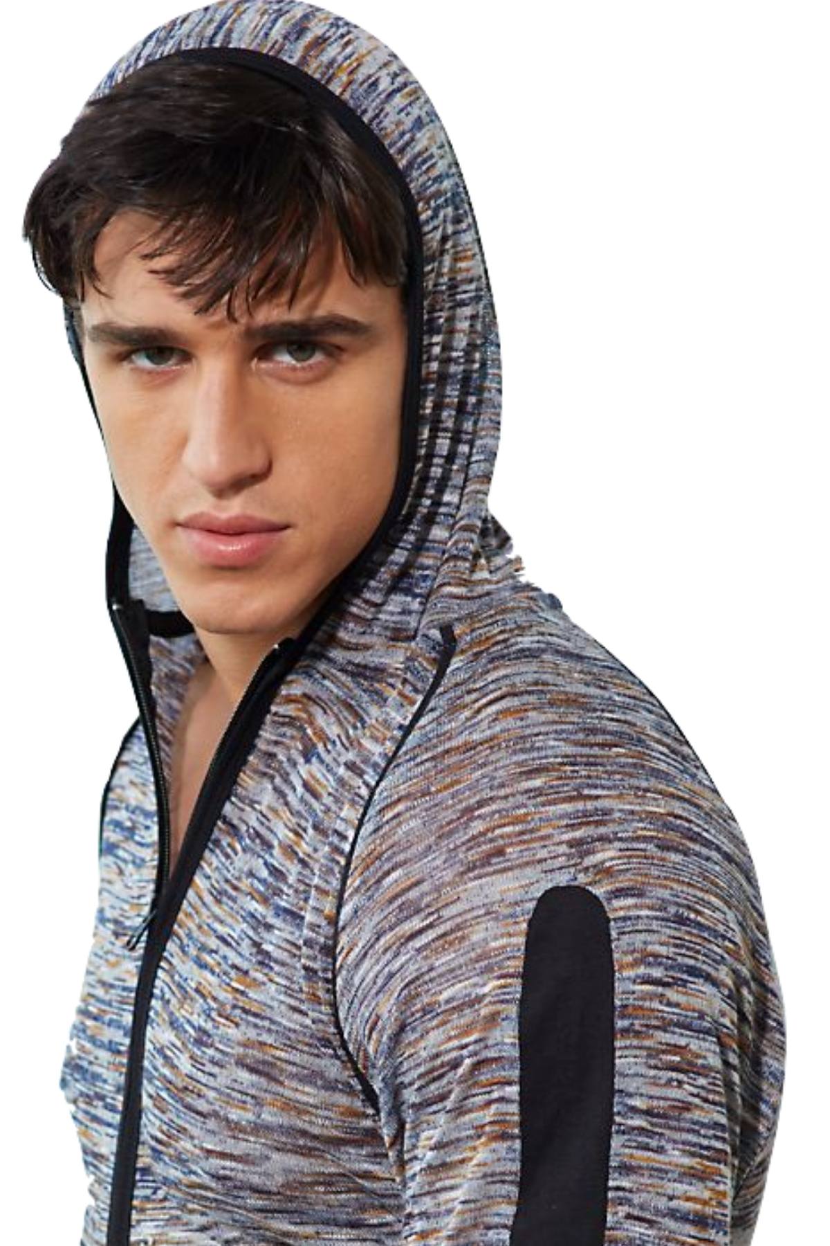 P.O.V. Blue & Grey Gio Zip-Up Hooded Sweater