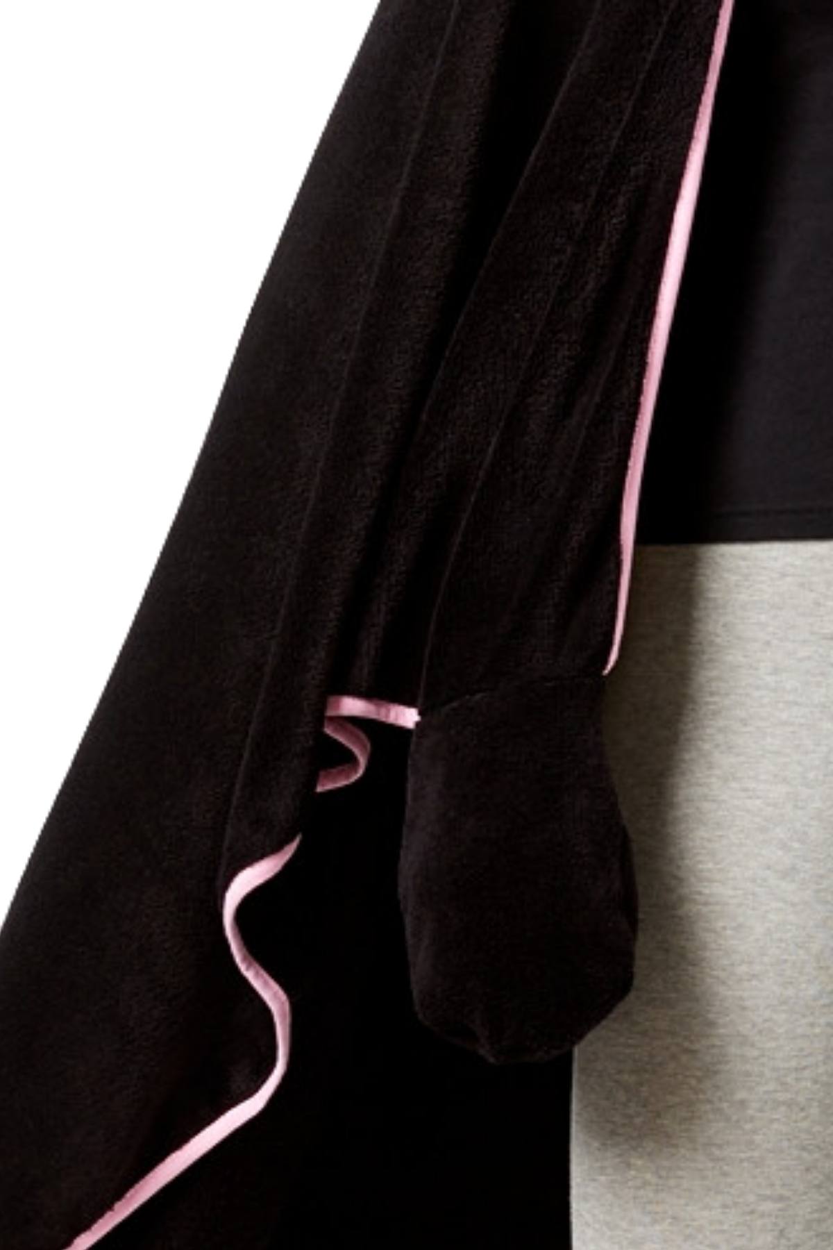 PJ Couture Black Cat Hooded Lounge Poncho with Mittens