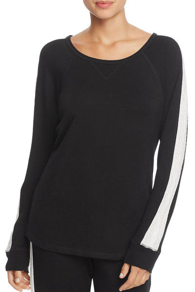 PJ Salvage Black Cable-Trim Long-Sleeve Top