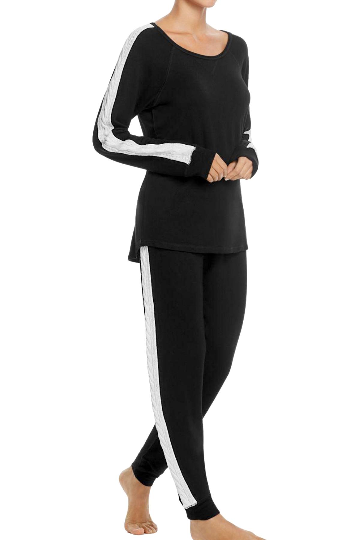 PJ Salvage Black/White Cable-Trim Jogger Pant
