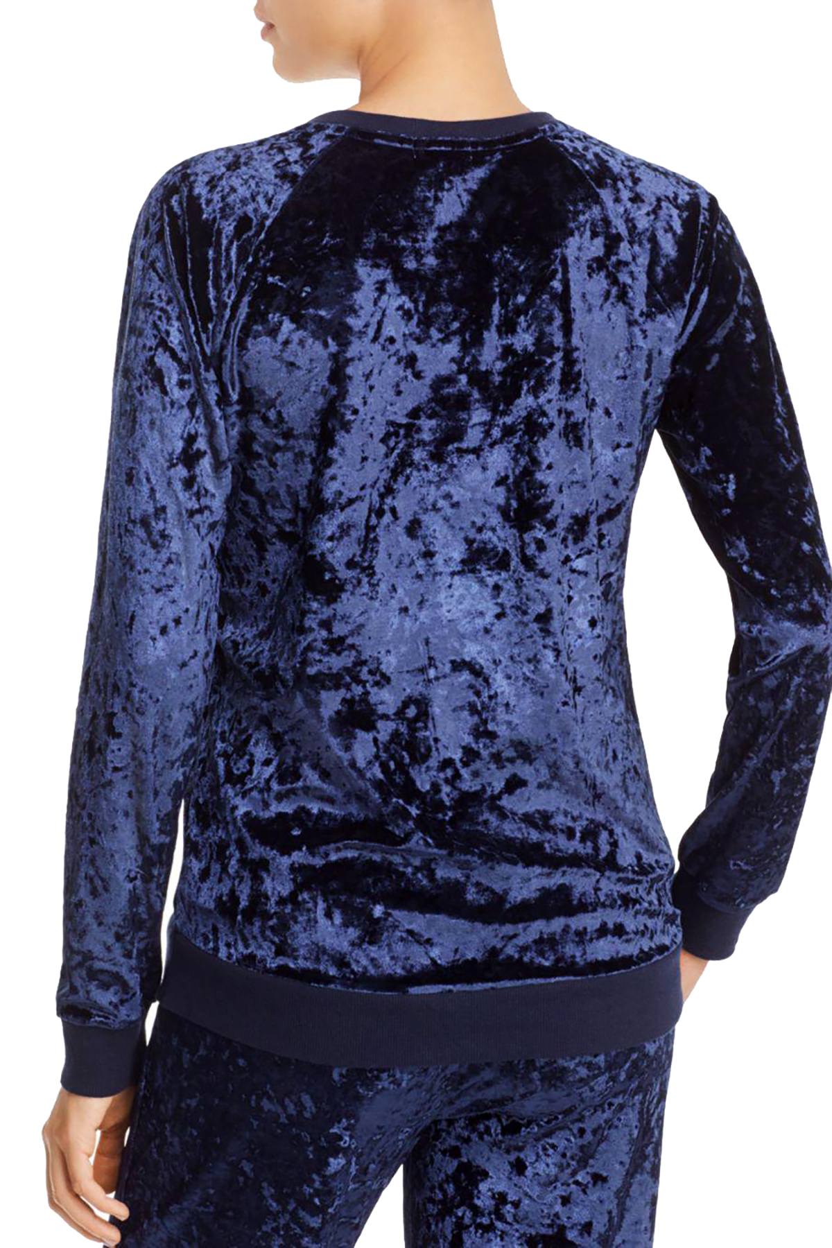 PJ Salvage Navy Crushed-Velvet Long-Sleeve Top