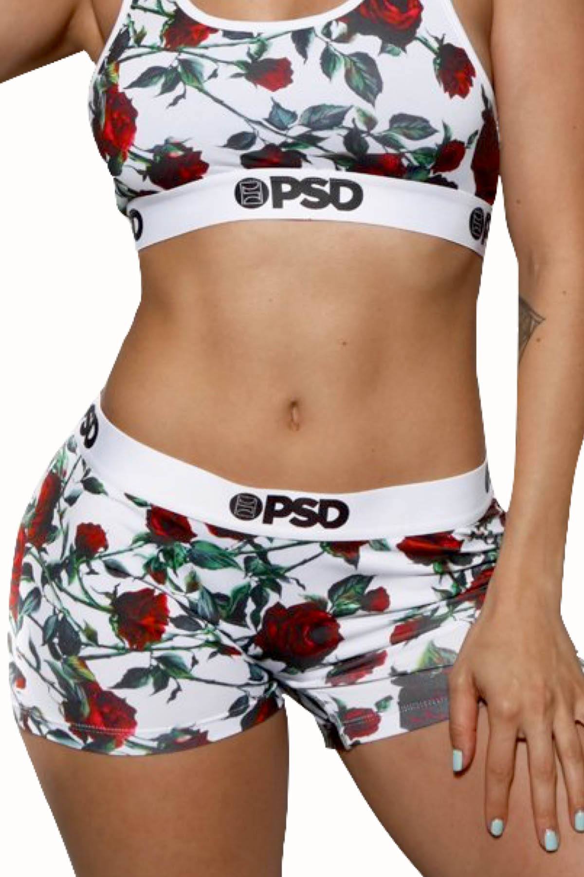 PSD White/Red Rose II Boyshort