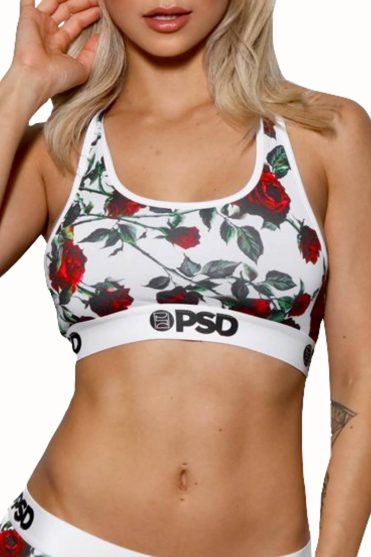 PSD White/Red Rose II Sport Bra