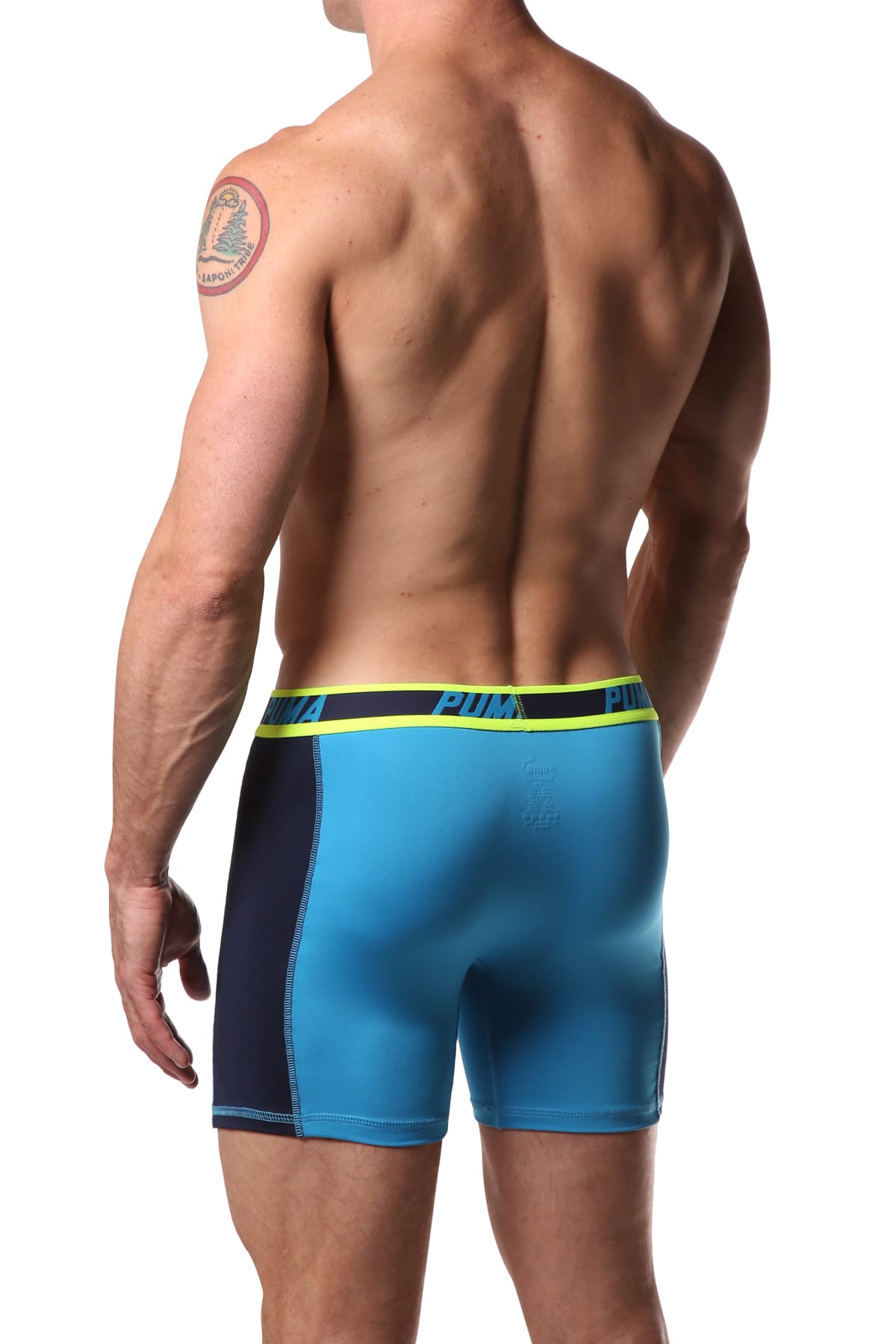 PUMA Light Blue & Navy Solid Side Panel Boxer Brief