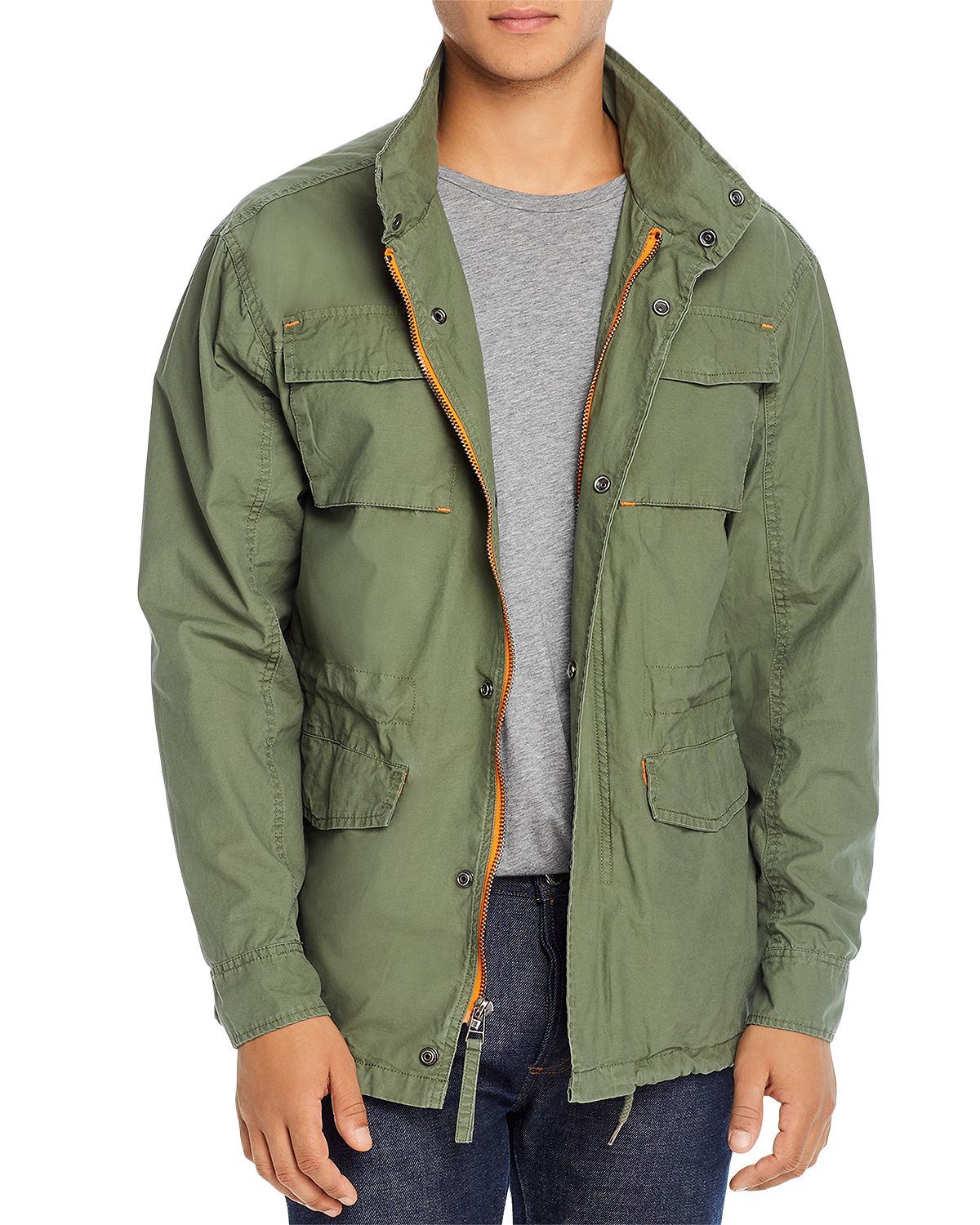 Pacific & Park Pop Color Slim Fit Utility Jacket 100% Exclsuive Olive