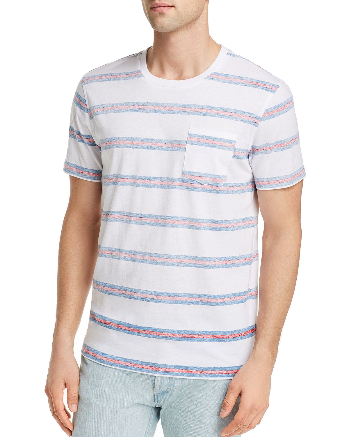 Pacific & Park Reverse-print Striped Tee Light Blue/White