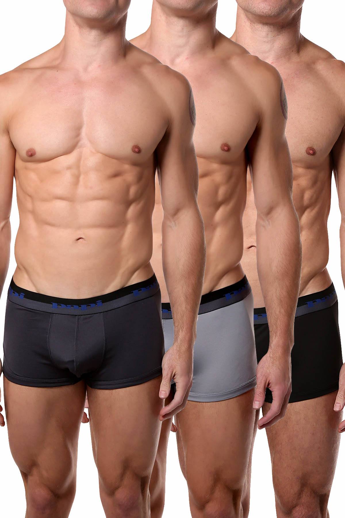 Papi Black/Grey Sport-Performance Trunk 3-Pack