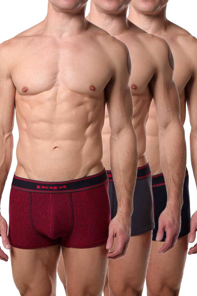 Papi Red/Charcoal/Navy Film-Strip Brazilian Trunk 3-Pack