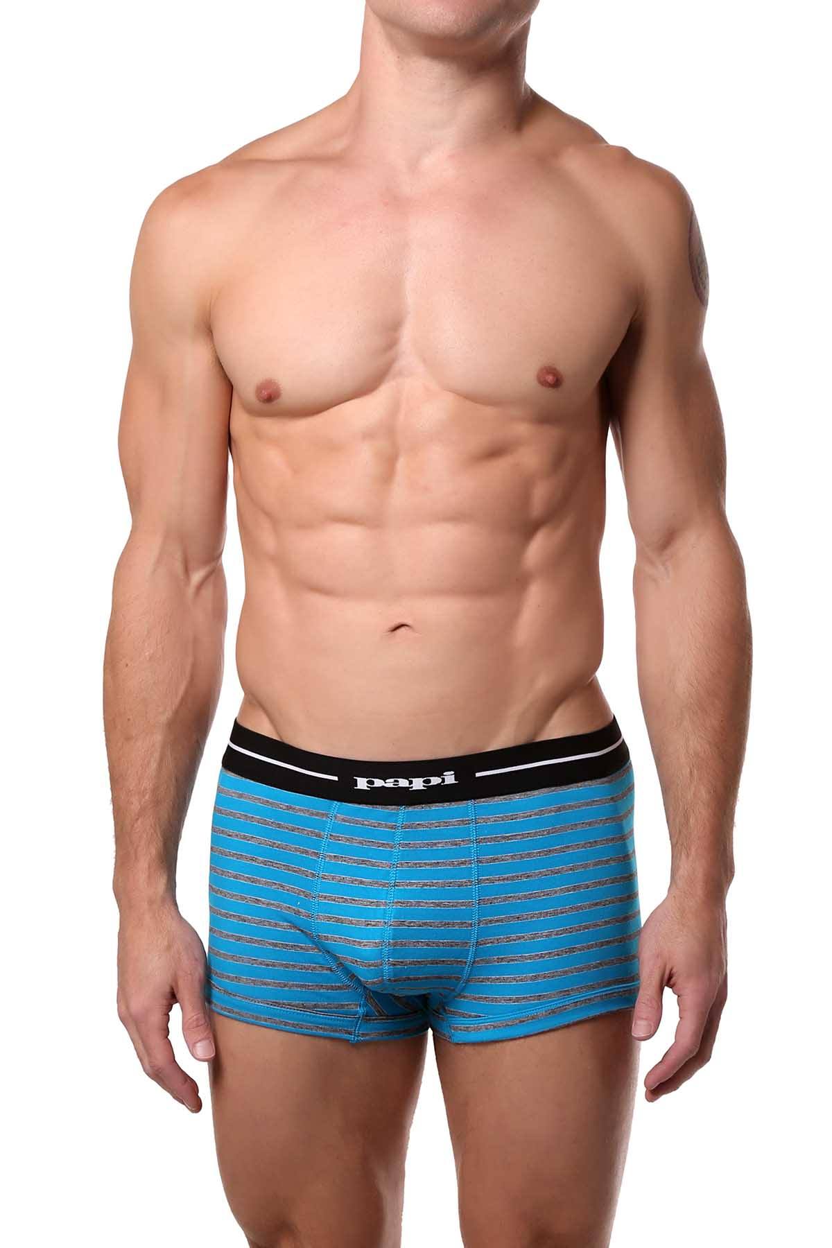 Papi Turquoise/Black/White Solid/Striped Brazilian Trunk 3-Pack