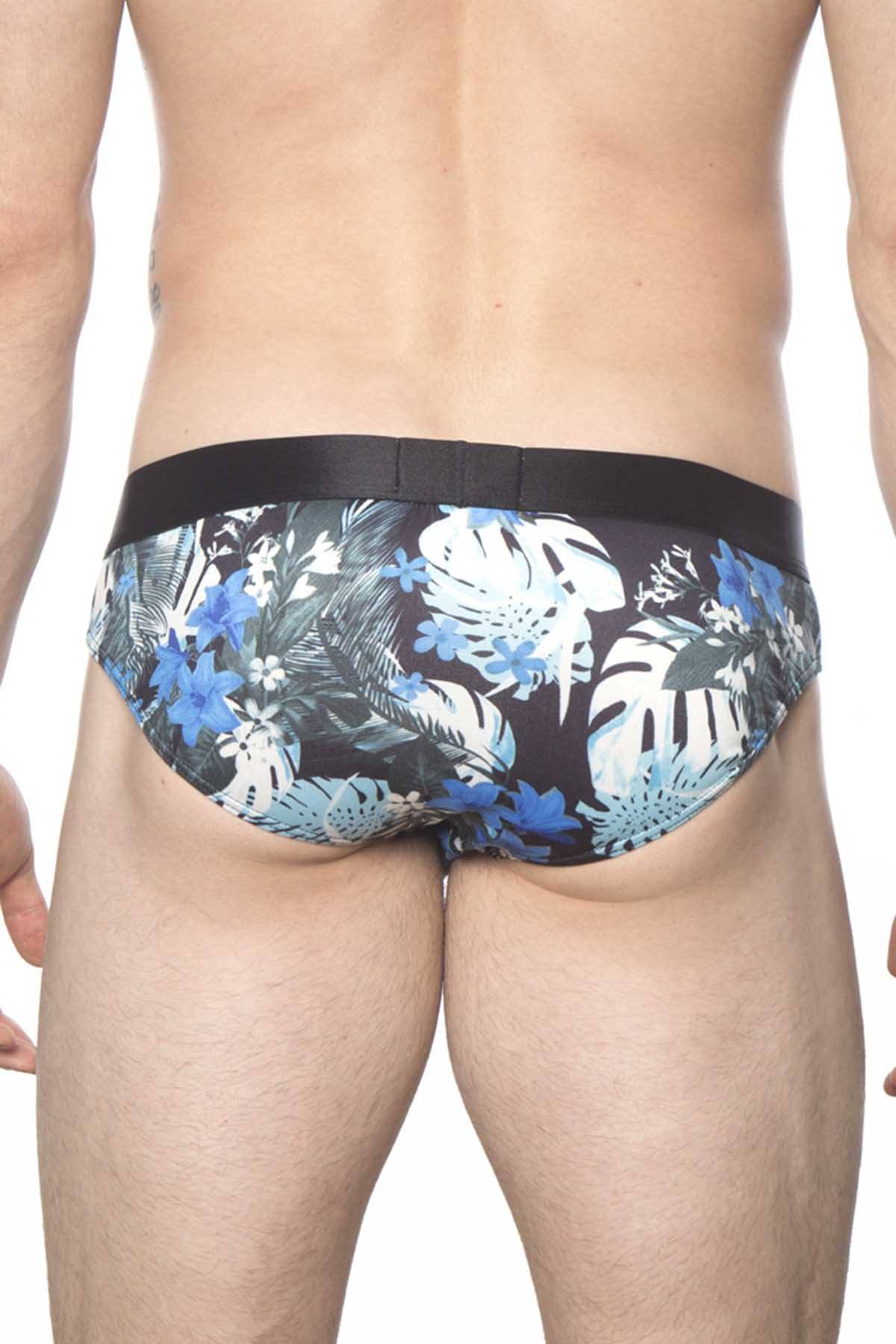 Parke & Ronen Black Bali-Print Low-Rise Brief