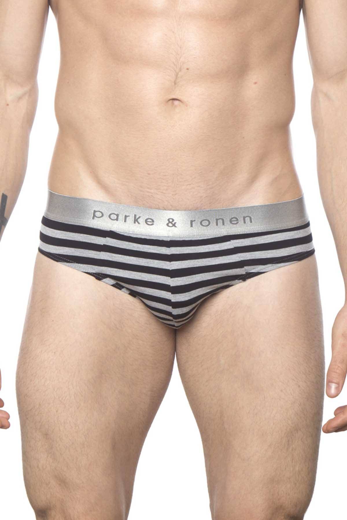 Parke & Ronen Black-Stripe Yarn-Dye Low-Rise Brief