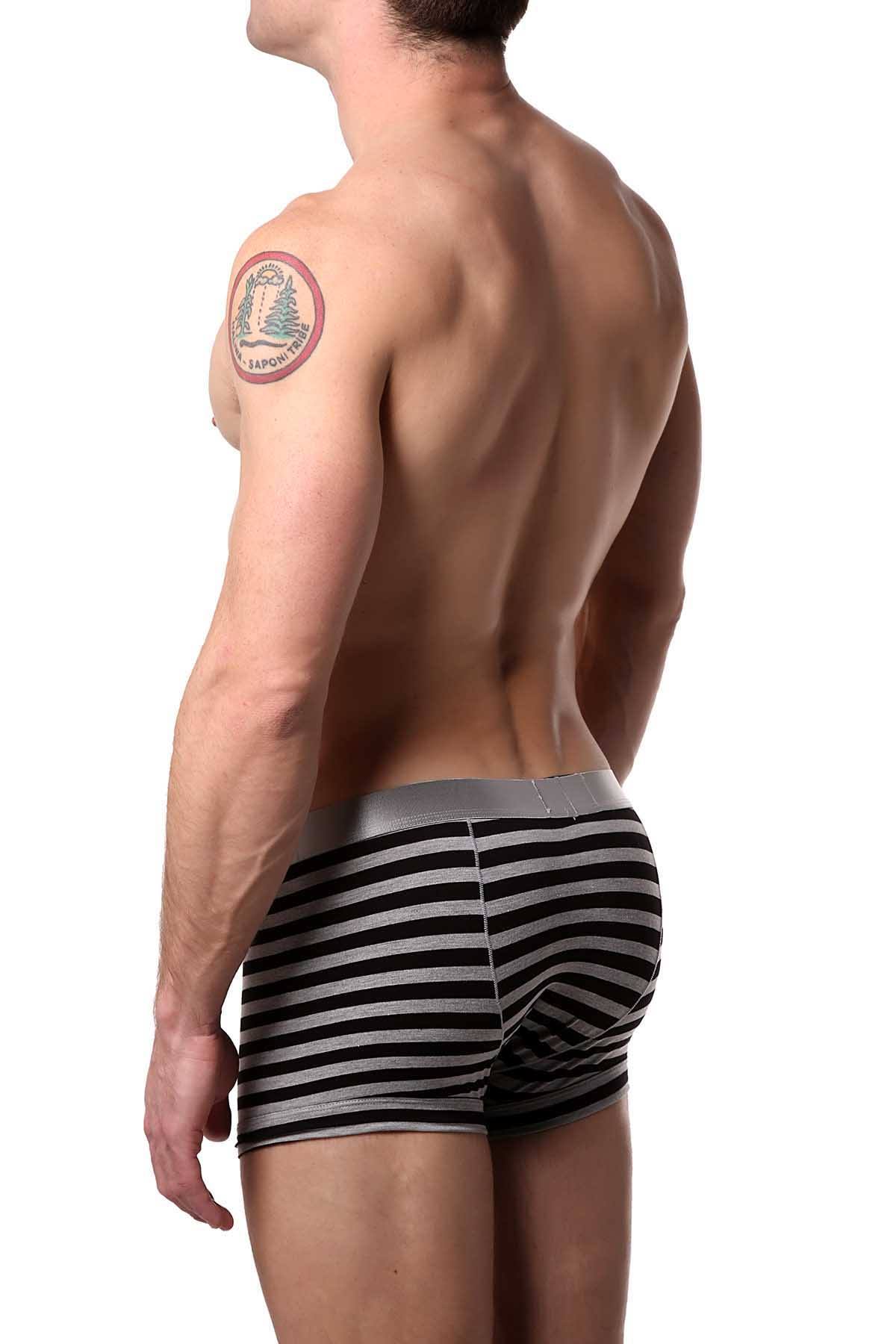 Parke & Ronen Black-Stripe Yarn-Dye Low-Rise Trunk