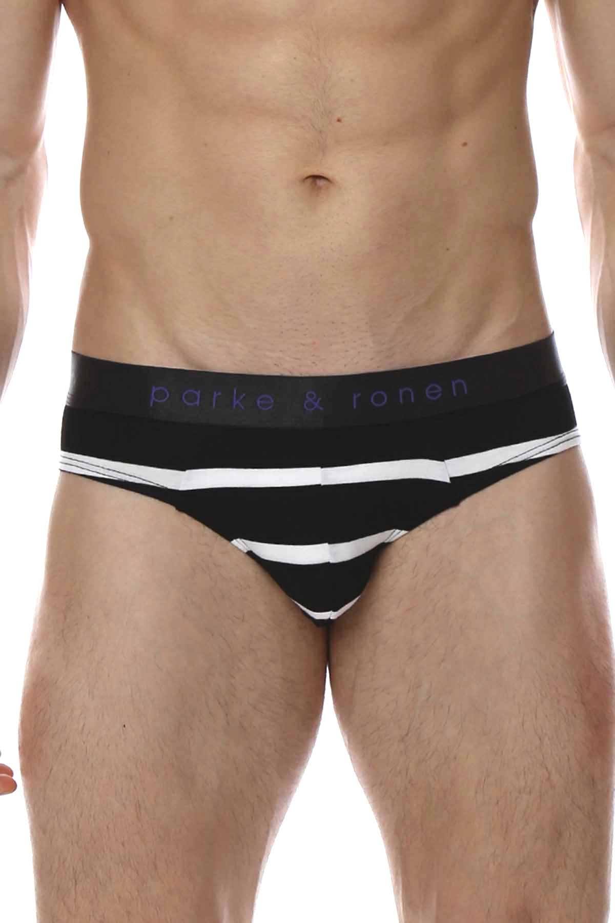 Parke & Ronen Black/White Striped Low-Rise Brief