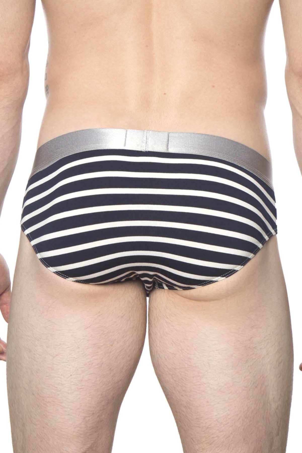 Parke & Ronen Dark-Navy Stripe Yarn-Dye Low-Rise Brief