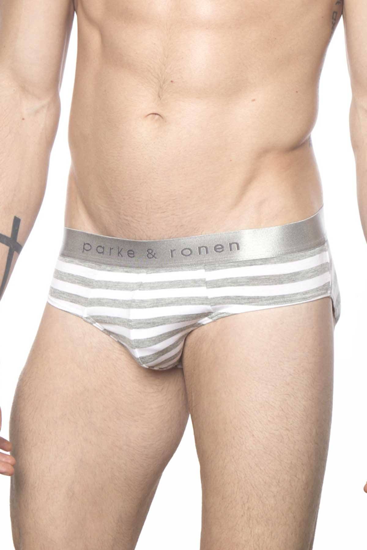 Parke & Ronen Grey-Stripe Yard-Dye Low-Rise Brief