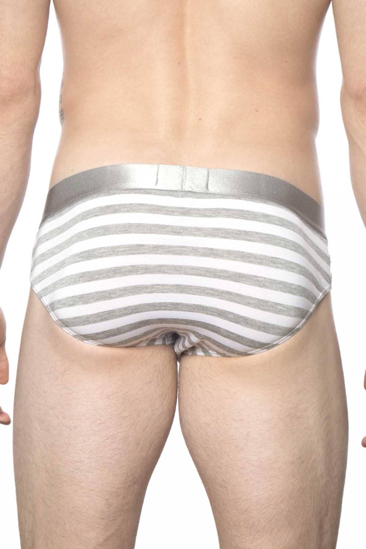 Parke & Ronen Grey-Stripe Yard-Dye Low-Rise Brief