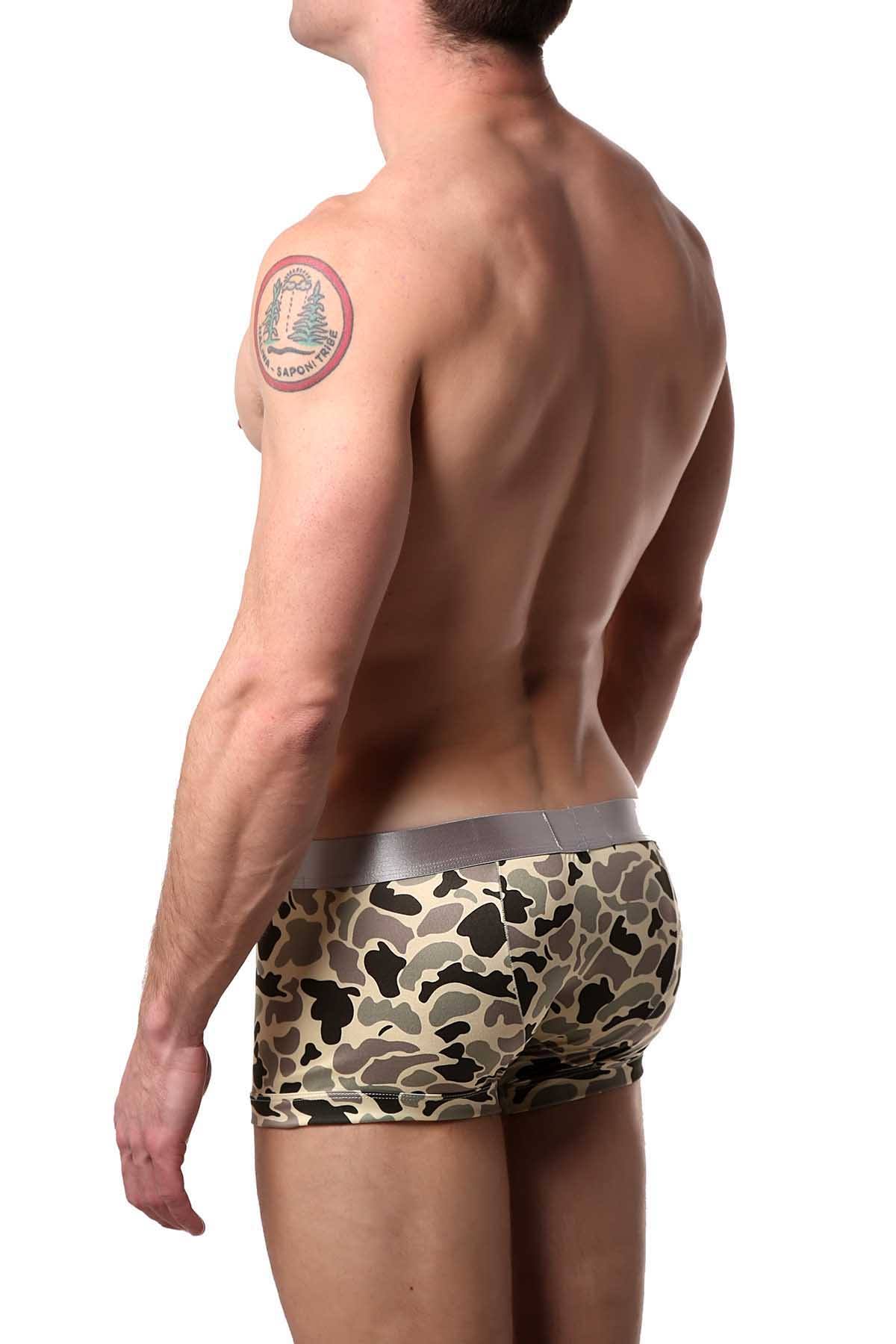 Parke & Ronen Khaki/Green Camo-Printed Low-Rise Trunk
